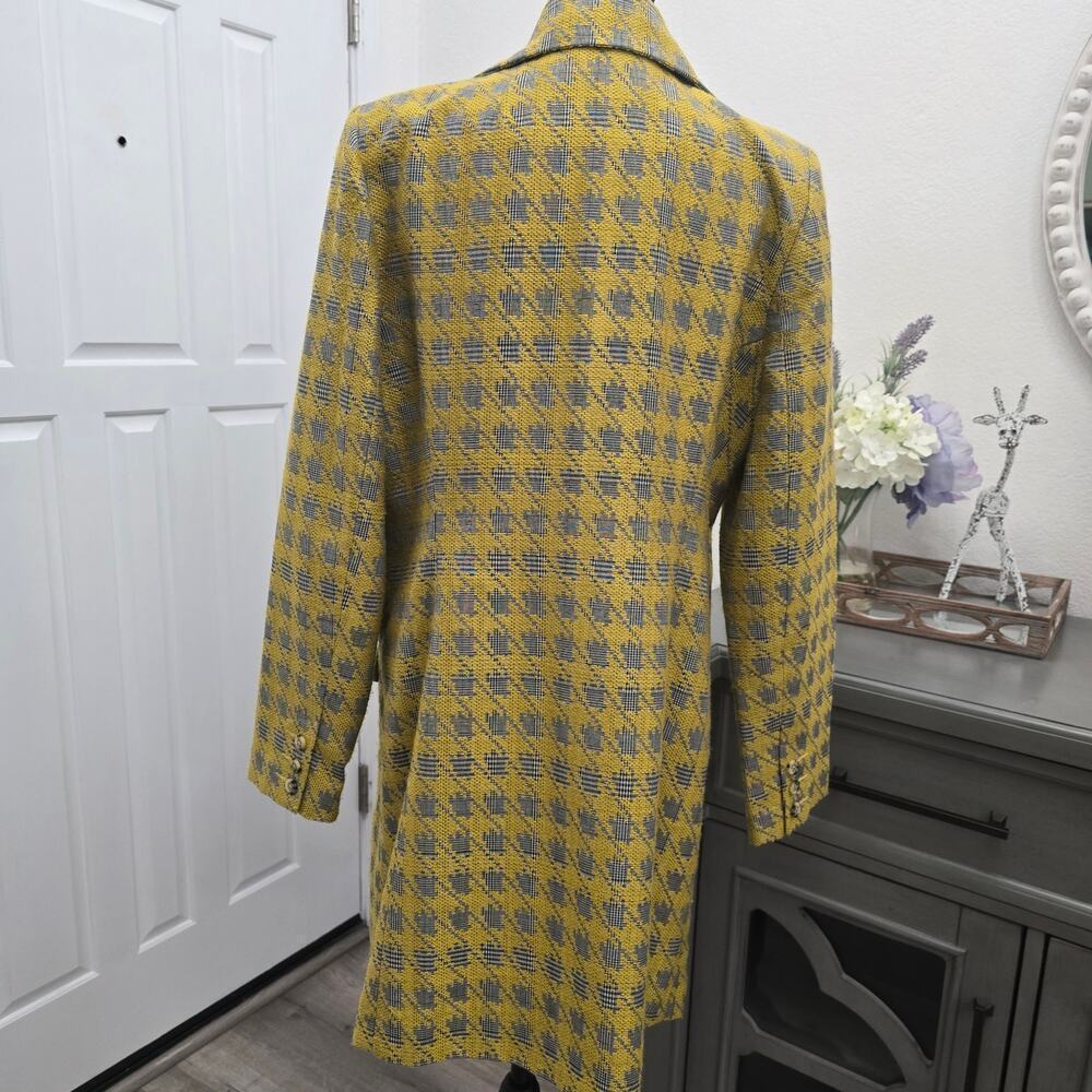 Cabi Regency Yellow Gray Houndstooth Coat Jacket Sz L Tailored Academia Workwear - Picture 4 of 11